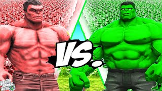 GOD RED HULK ARMY ATTACKS ON GOD GREEN HULK ARMY IN GTA 5 | UPGRADING GREEN HULK INTO GOD GREEN HULK