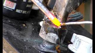 Battery terminal repair, low voltage DC carbon lead welding