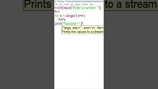 Python program to print factorial of a number.