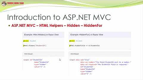 ASP.NET MVC (Lesson31) - ASP.NET MVC Với HtmlHelper Hidden, HiddenFor | TRUONG MINH TUAN