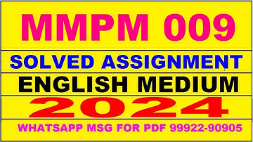 mmpm 9 solved assignment 2024 | mmpm 9 solved assignment in english 2023-24 | mmpm 9 2024