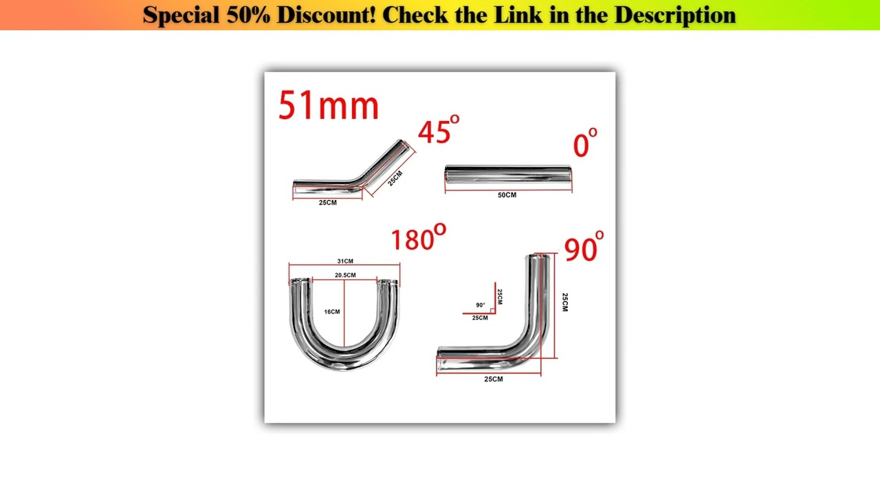 Hands-on 0/45/90/180 degree aluminum tube universal 2 Inch  "51mm Intercooler  cold intake pipe rac