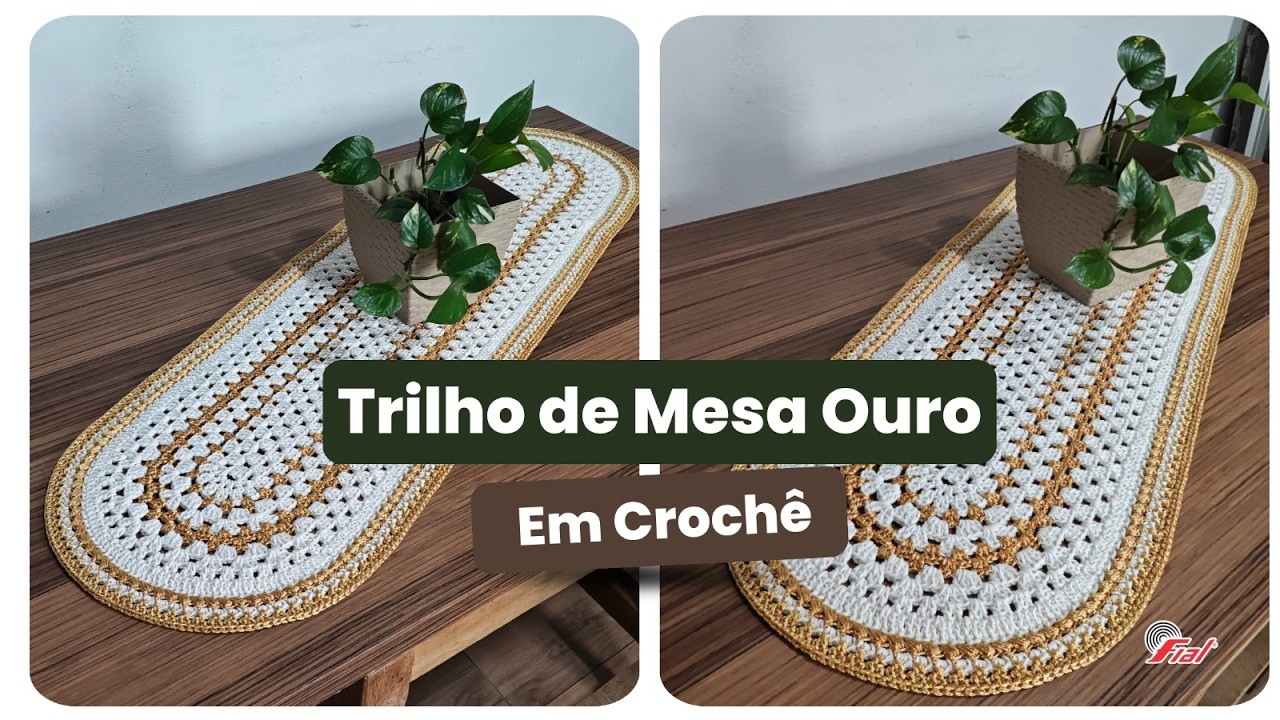 Trilho de Mesa Simples em Crochê Tutorial Trilho Ouro de Crochê | Fial Barbantes