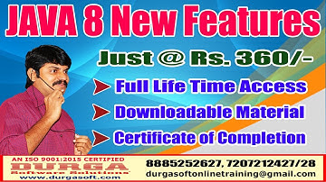 DURGASOFT Java 8 New Features Videos Just @ Rs 360/-