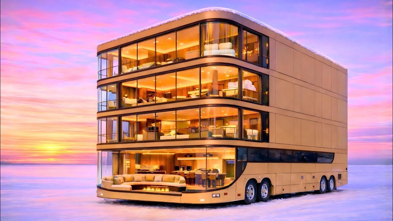 I Turned an Abandoned Rusted Double-Decker Bus Into a Futuristic Luxury Glass Mega Home (ASMR)