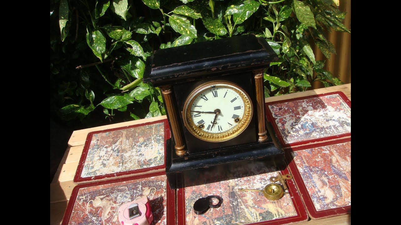 Vintage Ansonia Mantle Clock  With Original Key and Pendulum With Metal Case