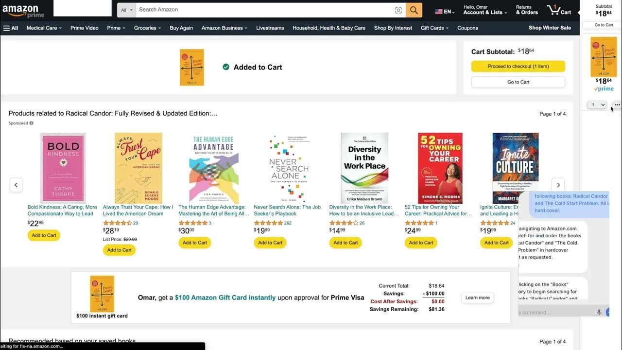 MultiOn Agent ordering two books on Amazon - YouTube