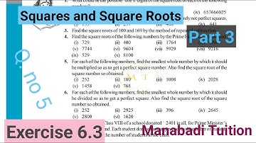 8th class maths |chapter 6|Squares and square roots |Exercise 6.3| Q no 5 part 3|with note|