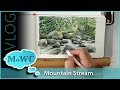 Mountain Rocks & Stream Watercolor Painting