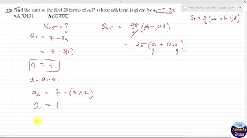 XAPQ131 _  Find the sum of the first 25 terms of A.P. whose nth term is given by an = 7 – 3n.