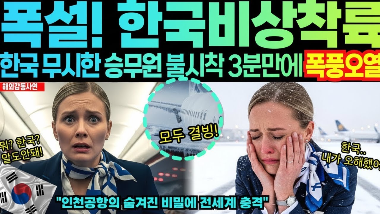 [해외감동사연] 유럽은 전부 폐쇄됐다! 폭설에 엔진 정지, 핀란드 승무원 한국 인천공항 비상착륙 후 폭풍오열한 이유... 불시착 12분 만에 300명 전원 구조한 인천공항의 비밀!