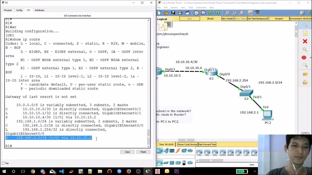 Lesson 2 Define in network topology and add static route to