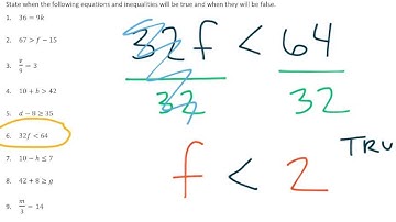 Solving Inequalities to form True/False Statements