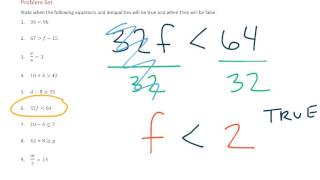 Solving Inequalities to form True/False Statements