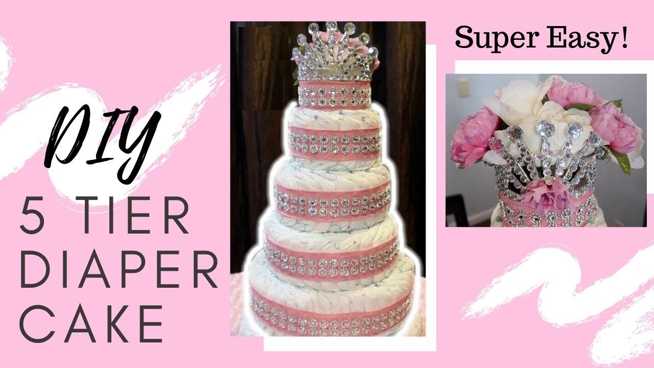 Como Hacer Un Pastel De Pañales De 5 Pisos!! Baby Shower 5 Tier Diaper Cake!