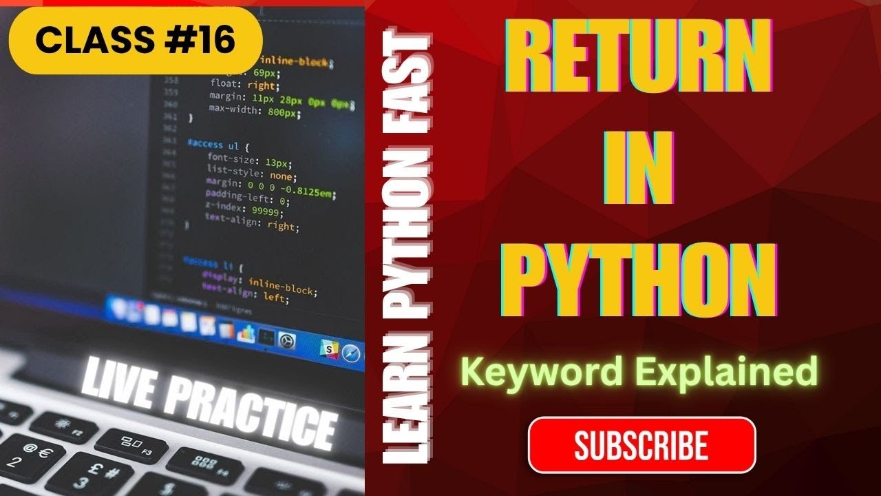 Class 16 | return Keyword in Python Explained 🔁 Tamil | Function Output ...