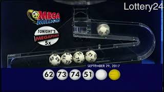 2017 09 29 Mega Millions Numbers and draw results