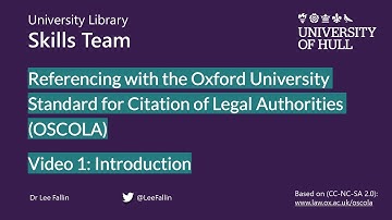 Referencing with OSCOLA 1: Introduction