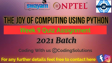 The Joy Of Computing Using Python | Week 9 Answers 2021 | NPTEL ||
