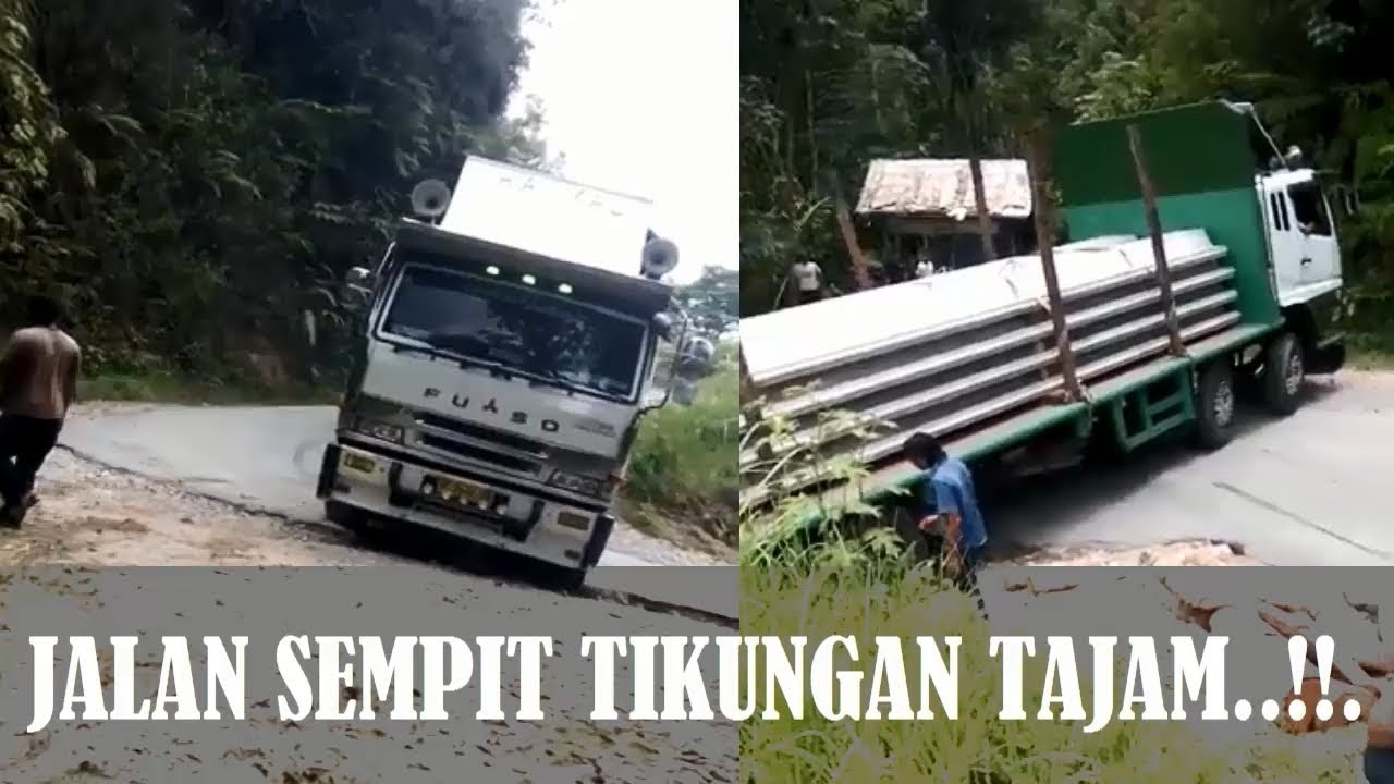  Truk  Tronton  Mitsubishi Fuso  Di Jalan Sempit Tikungan Dan 