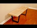 DIY Mid-Century Modern Slatted Bench - Woodworking