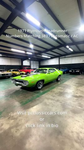 For Sale: 1971 Plymouth Roadrunner / Numbers Matching 383 / Automatic / AC #classiccars #musclecar