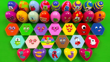 Numberblocks 🏳️‍🌈 Find Alphablocks in Mini Eggs, Hexagonal Slime Coloring! Satisfying Slime