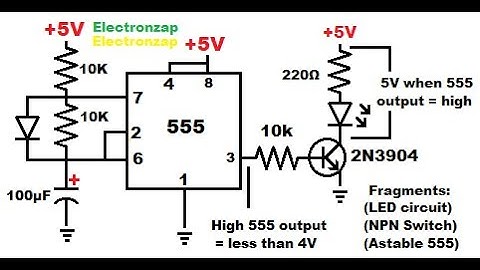 555 timer output needs a NPN BJT to provide full supply voltage to LED load using 2N3904