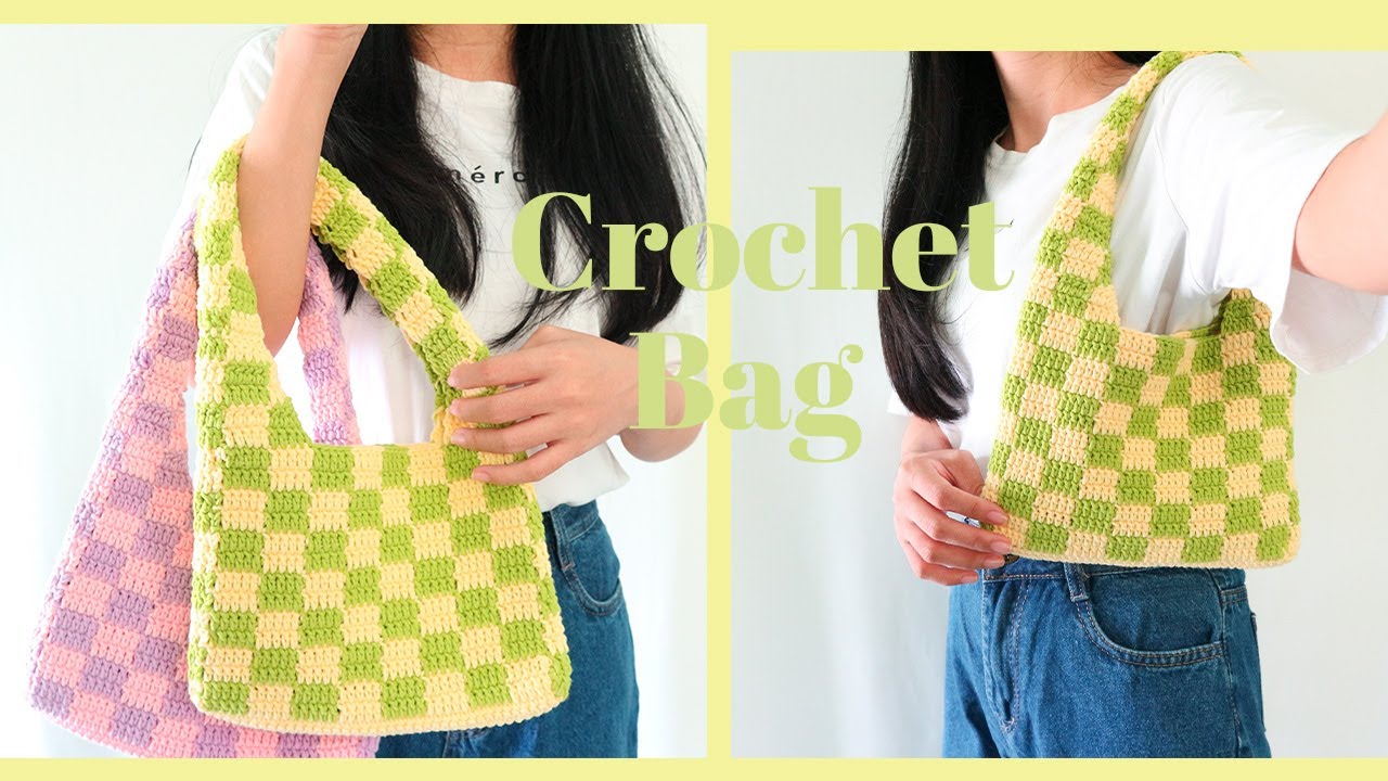 Crochet Shoulder Bag| Hướng dẫn móc túi xách kẹp nách họa tiết sọc ca rô phiên bản II| Vyvascrochet