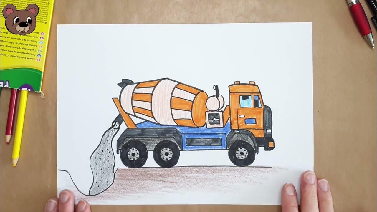 How to Draw a Concrete Mixer / Drawing for Kids YouTube