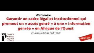 REPLAY - Webinaire sur les défis relatifs à l'accès des femmes à l'information en Afrique de l'Ouest
