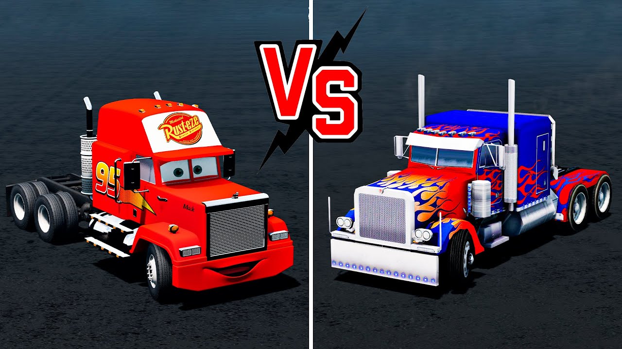 Optimus Prime Truck vs Mack Truck Cars versus! YouTube