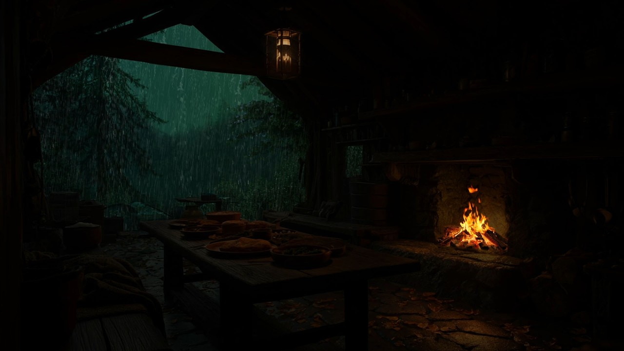 Relaxing with Rain and Thunder Sounds for Sleeping😴🔥 | Cozy Campfire for Deep Sleep & Stress Relief