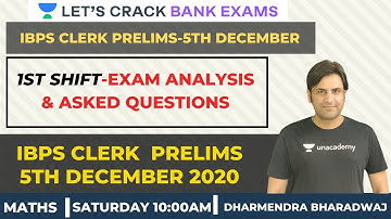 IBPS Clerk Prelims 5th December 2020 | 1st Shift | IBPS Clerk Prelim Exam Analysis & Asked Questions
