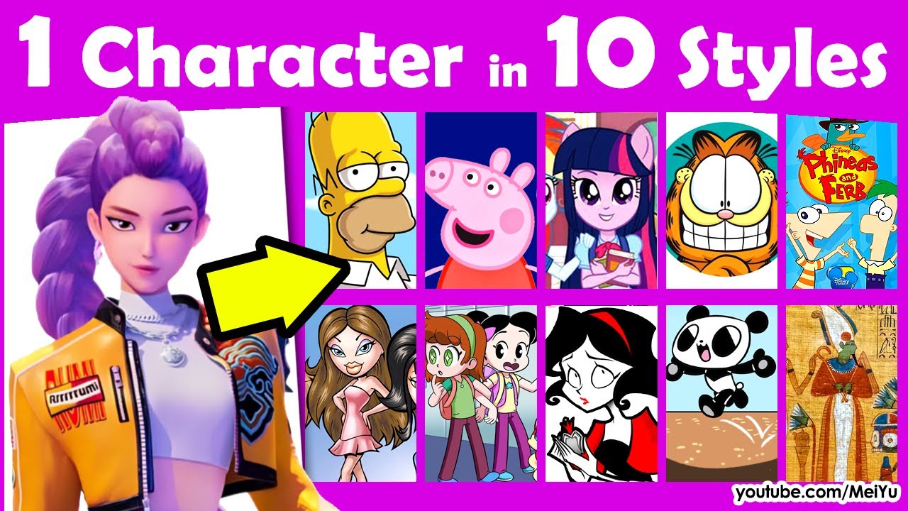 Draw Rumi KPop Demon Hunters 10 Art Styles Swap Challenge | New Book Best Friend Worst Bully: Mei Yu