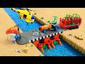 DIY Mini Tractor Builds Brick Bridge After Helicopter Steals Old Wooden Bridge | Mini Construction