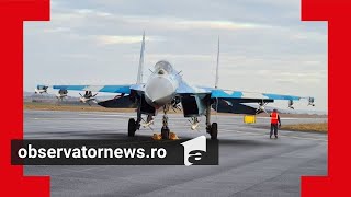Imagini cu avionul militar ucrainean interceptat în România