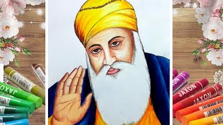 Guru Nanak (गुरु नानक) Oil Pastels Drawing | Easy Oil Pastels Drawing tutorial for beginners screenshot 1