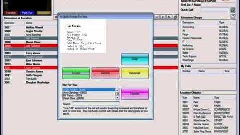 Bridge Operator Console - Park For User Dialog
