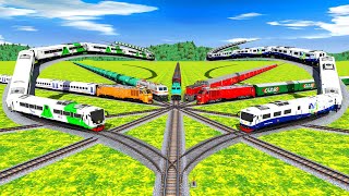 BEST 7 COLORFUL TRAINS CRAZY CROSSING ON FLOATING RAILROAD TRACK  | Trainz Simulator 2019 screenshot 5