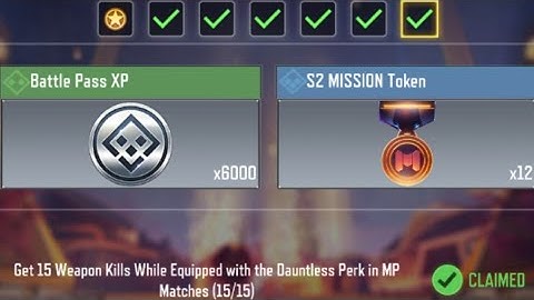 COD Mobile Get 15 Weapon Kills with the Dauntless Perk Equipped in MP Matches Task Complete