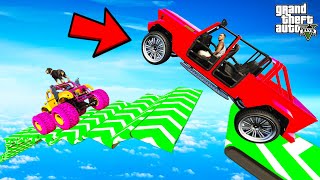 FRANKLIN TRIED IMPOSSIBLE SPEED BOOSTER STAIR MEGA RAMP PARKOUR CHALLENGE GTA 5 | SHINCHAN and CHOP