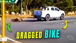 Dirt Bike Falls off Car and Gets Dragged