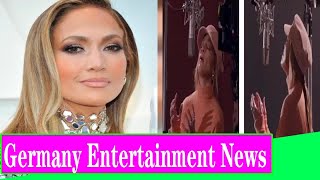 Jennifer Lopez Dons Orange Sweater And Trousers In Behind The Scene Footage Of Her Singing On My Way