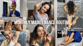 BEAUTY MAINTENANCE ROUTINE ✨: what I do at Home! (Face, Brows, Nails, Hair   Body) || Garima Verma