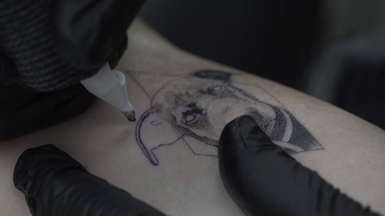 Realistic Dog Portrait Tattoo Timelapse - YouTube