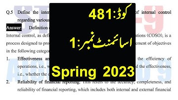 AIOU Code 481 Solved Assignment No.1 Spring 2023 || Subject: Auditing || Level: BA/B.Com