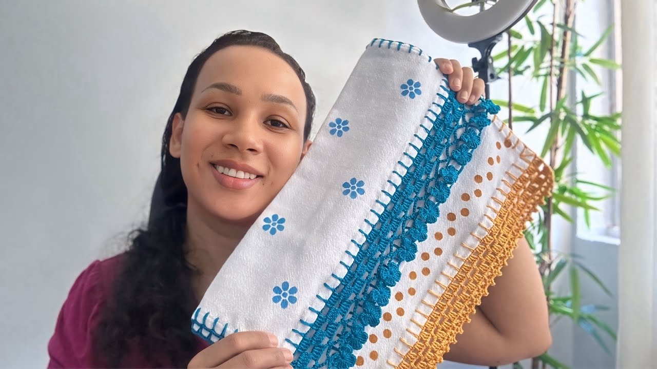 NOVIDADE DO ATELIÊ - Pano de Prato com Barradinho em Crochê 