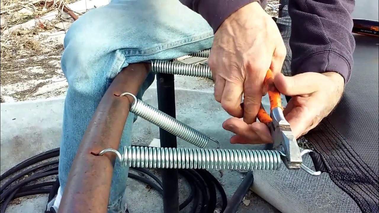 Easy way to remove and install a trampoline mat and springs YouTube