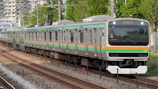 東海道線E231系1000番台U522編成＋S-16編成　熱海行きが保土ヶ谷駅を通過するシーン